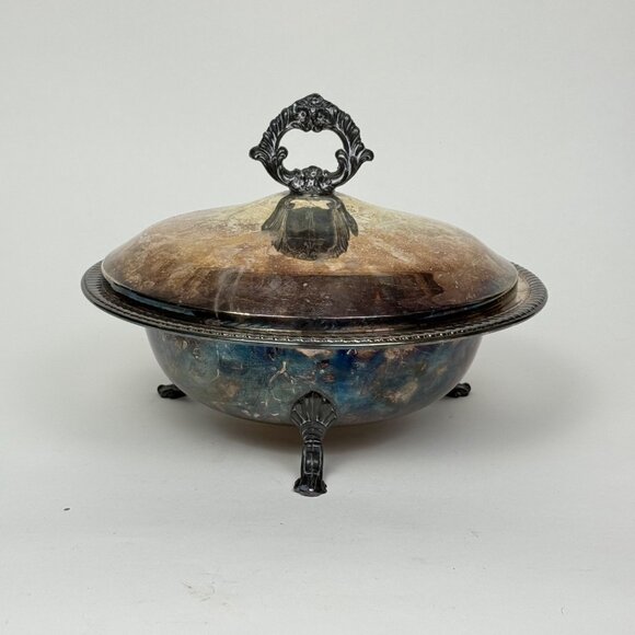 Vintage FB Rogers Silver Co1883 Footed Round Serving Dish with Lid - Picture 4 of 6